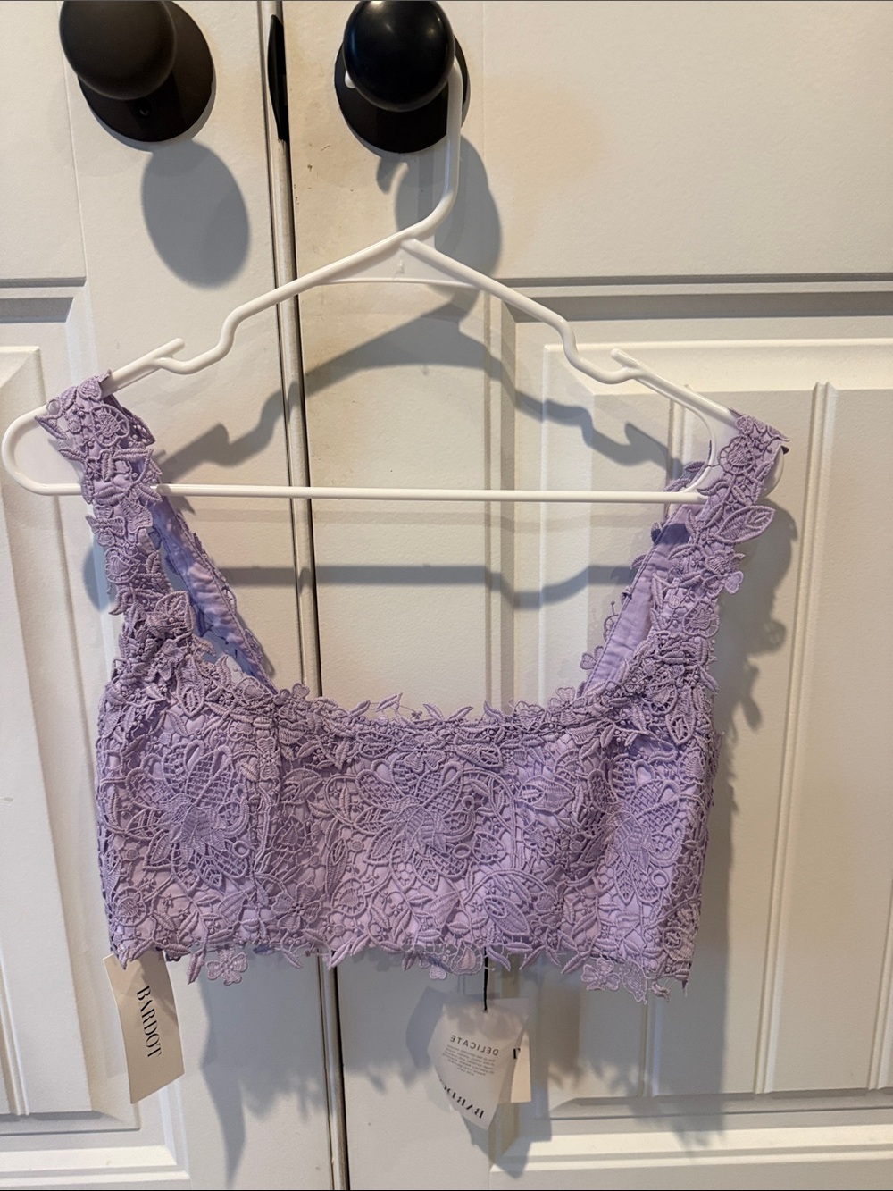 Bardot Lilac Nico Lace Crop Top